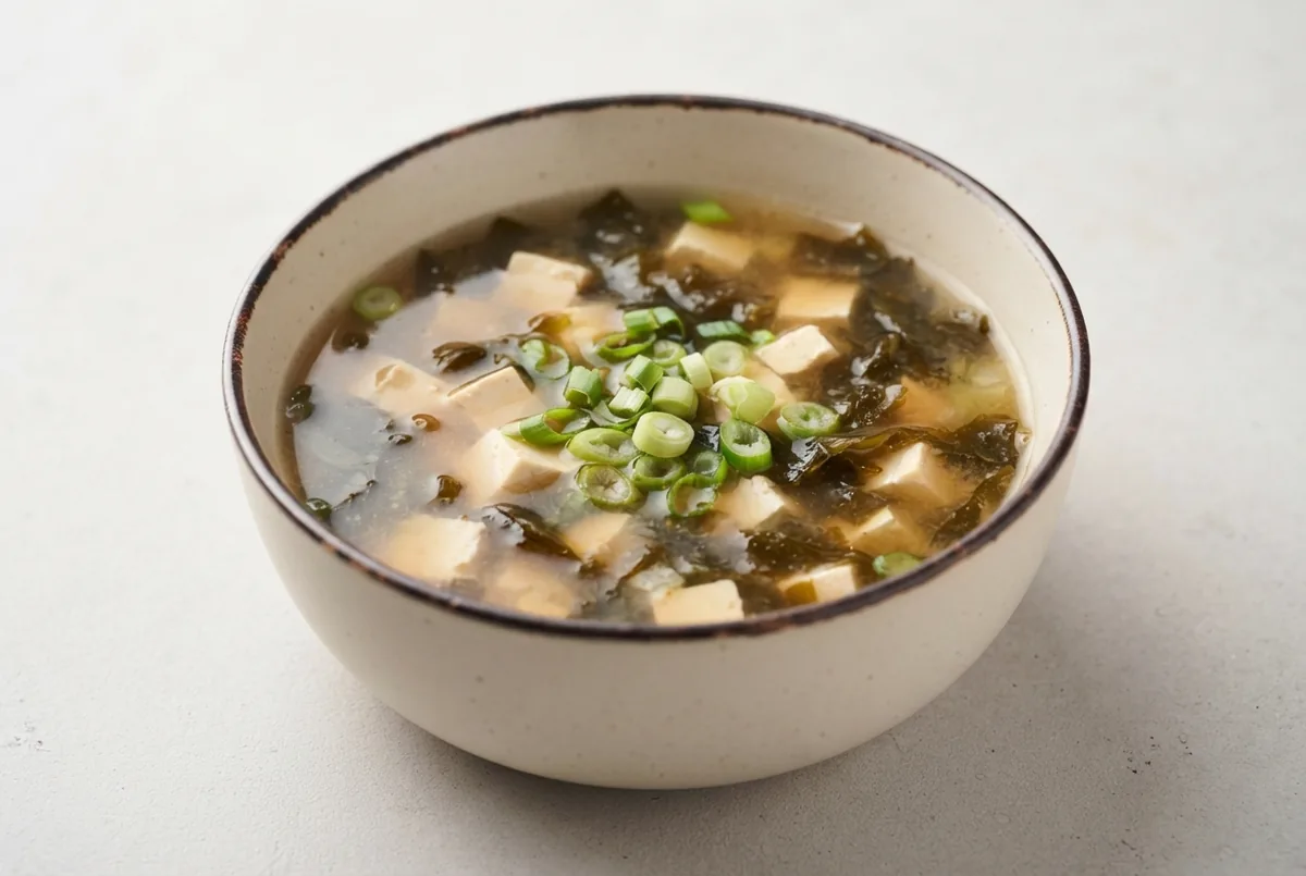 Polévka s tofu a mořskými řasami